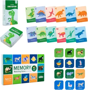 Wildkin Go Fish! Dino Game Cards and Memory Matching Game Animals Edition (36 pc) Learning Bundle: Fun Educational Games for Kids