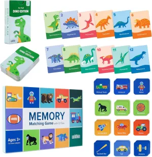 Wildkin Go Fish! Dino Game Cards and Memory Matching Game Boys Edition (72 pc) Learning Bundle: Fun Educational Games for Kids