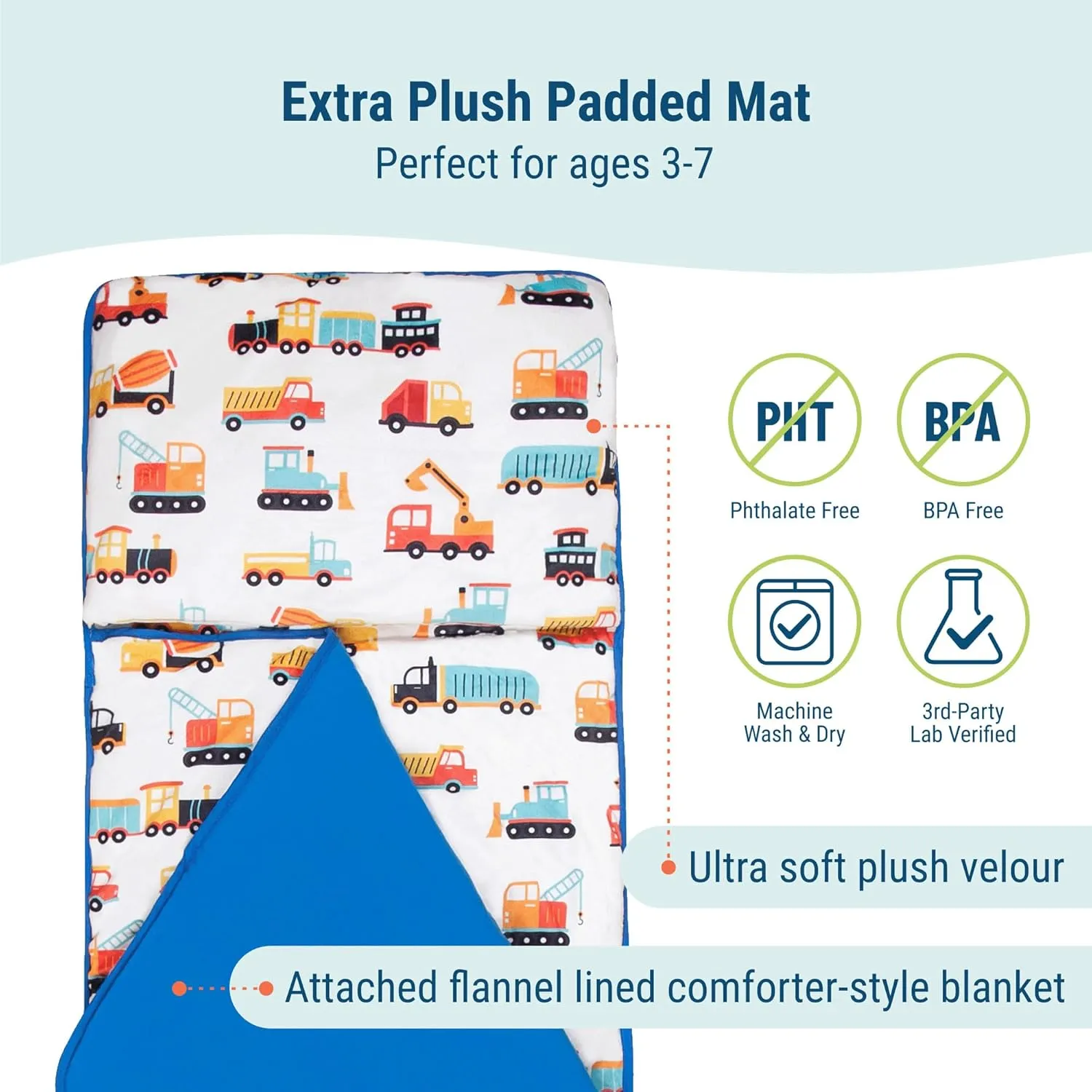 Wildkin Kids Plush Nap Mat – Soft, Cozy, Convenient for Daycare & Preschool