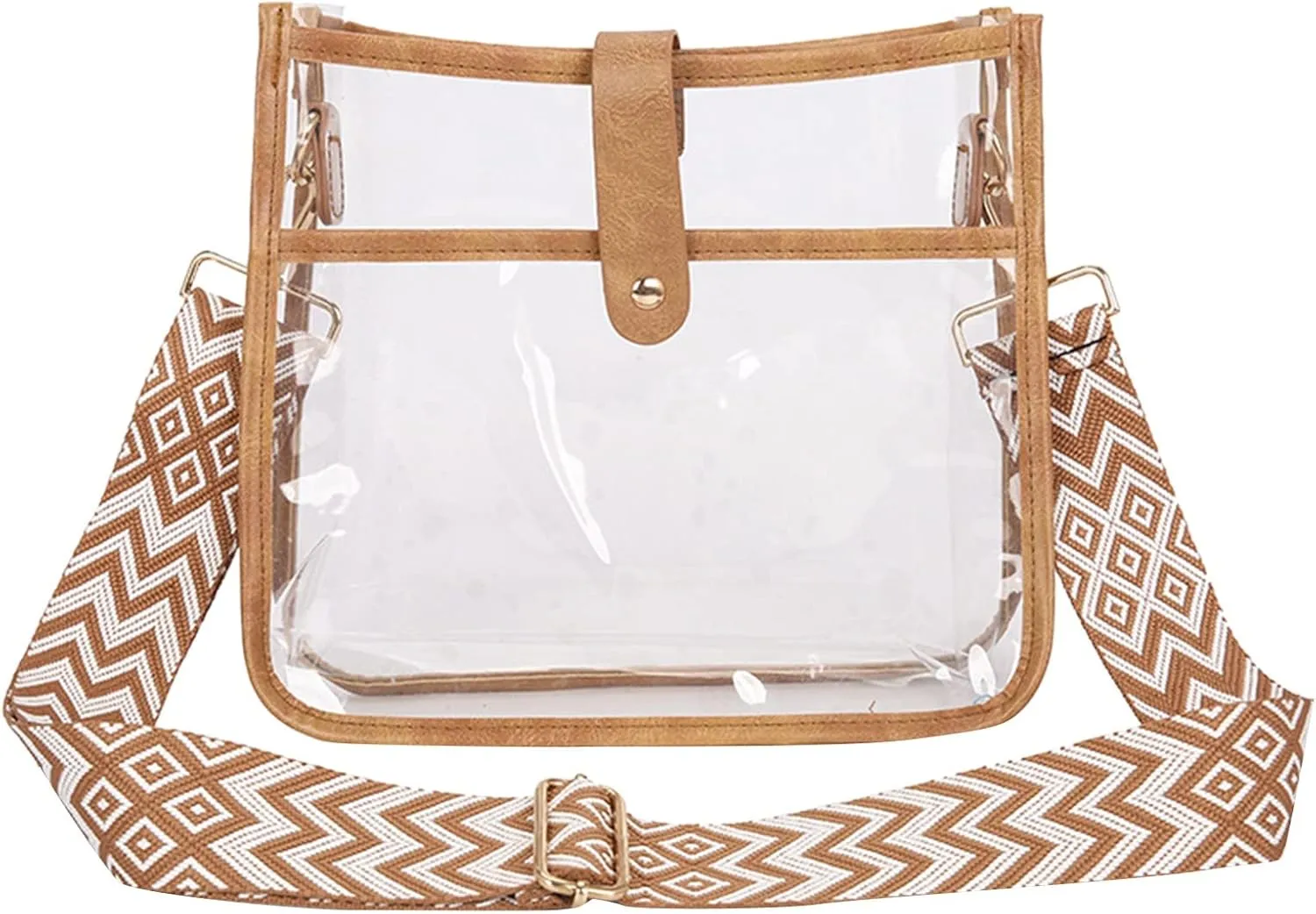 Women Bag Fashion Transparent Shoulder Bag Color Leopard Shoulder Strap Crossbody Bags Fashion Bags (Brown, One Size)