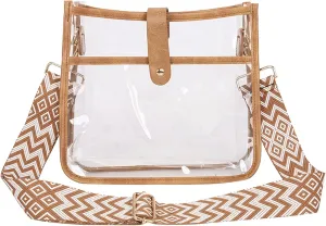 Women Bag Fashion Transparent Shoulder Bag Color Leopard Shoulder Strap Crossbody Bags Fashion Bags (Brown, One Size)