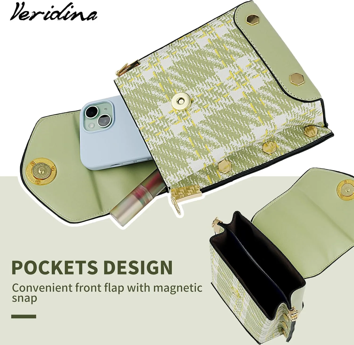 Women Crossbody Bags Fashion Vintage Shoulder Bags Classic Leather Handbag Cell Phone Crossbody Purses