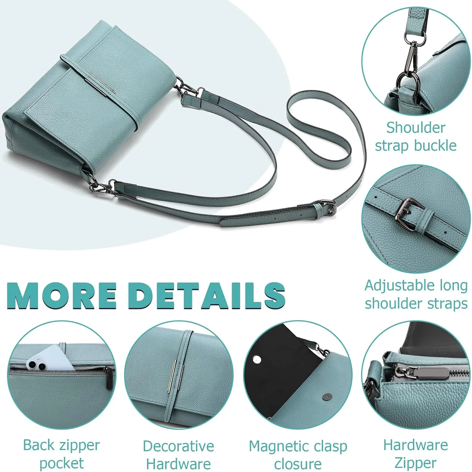 Women Genuine Leather Shoulder Bags Classic Crossbody Purses for Lady Handbag