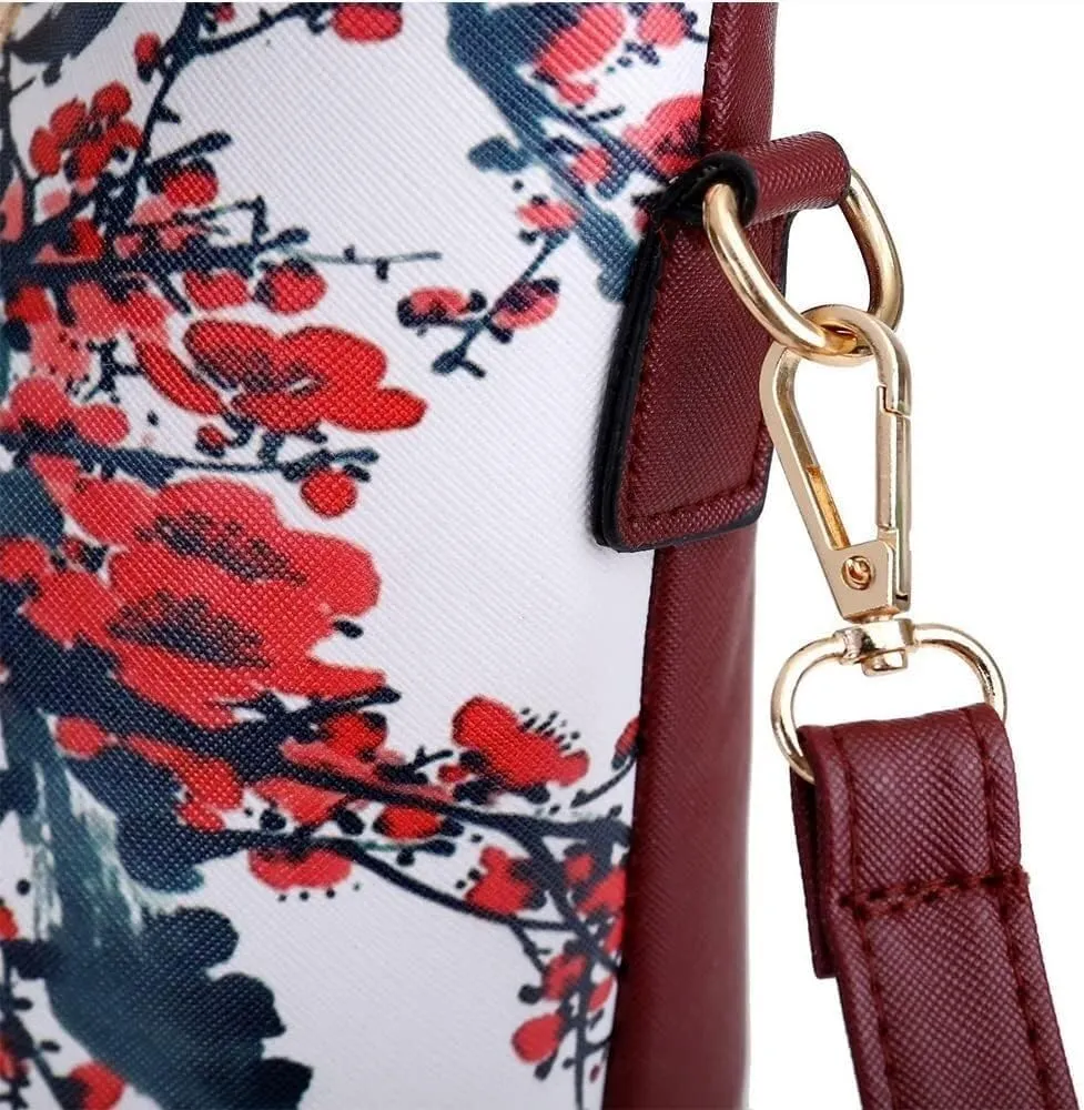 Women Handbags Floral Print 6PCS Handbag and Purse Set Leather Shoulder Tote Work Satchel Crossbody Bags