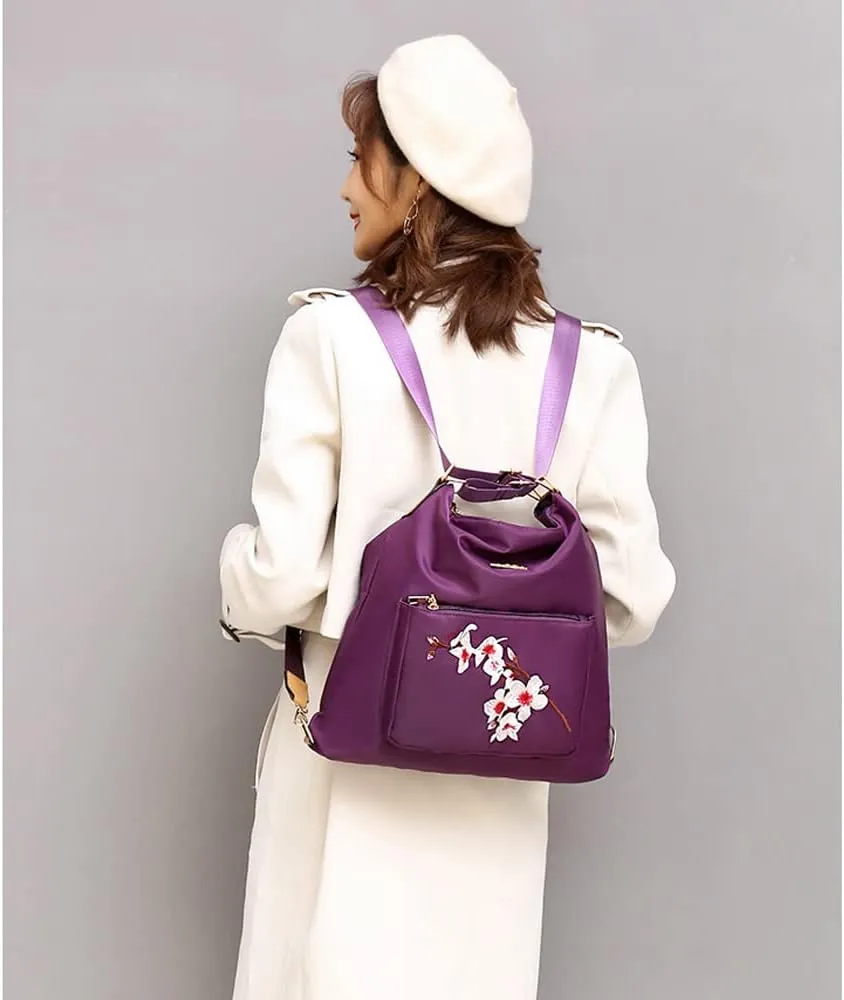 Women Handbags Sets Nylon Purses Floral Print Tote Bag Bucket bags Shoulder Crossbody Bag Backpack Coin Wallet 4 Pcs