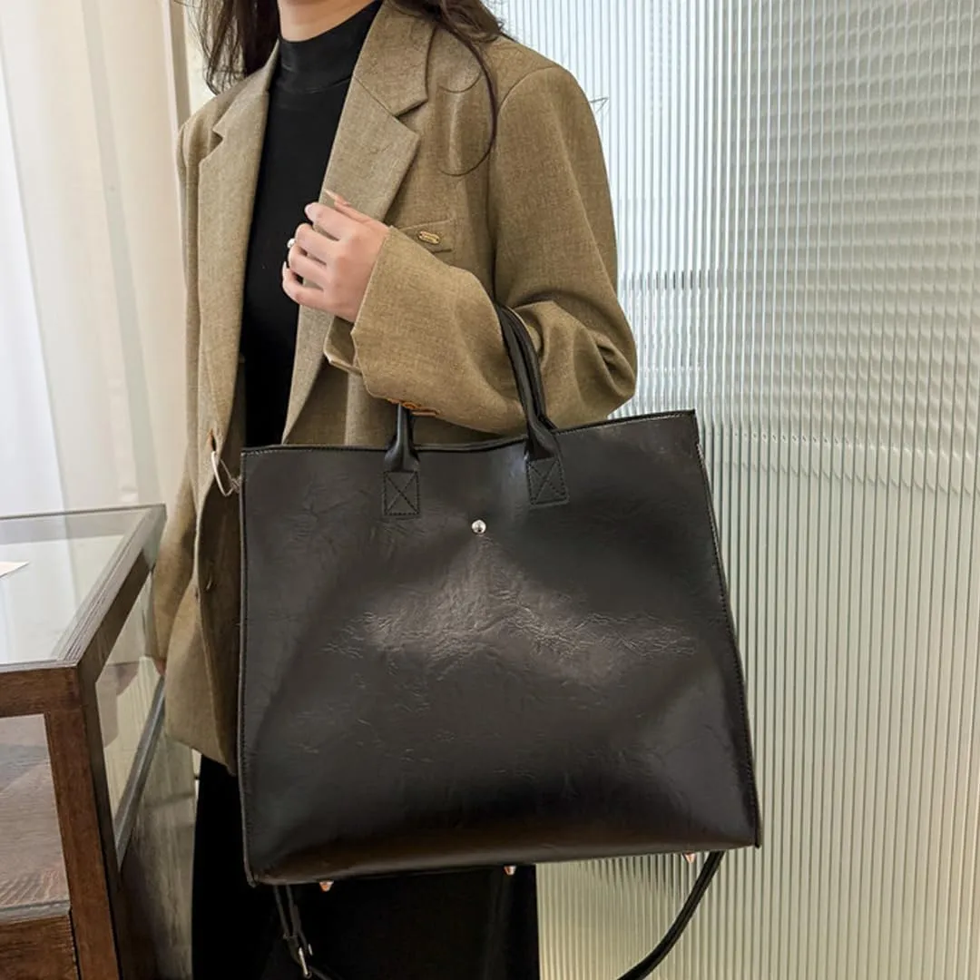 Women Large Capacity Tote Bags Vintage Genuine Leather Purses Handbags Ladies Commuter Bag Crossbody Bag