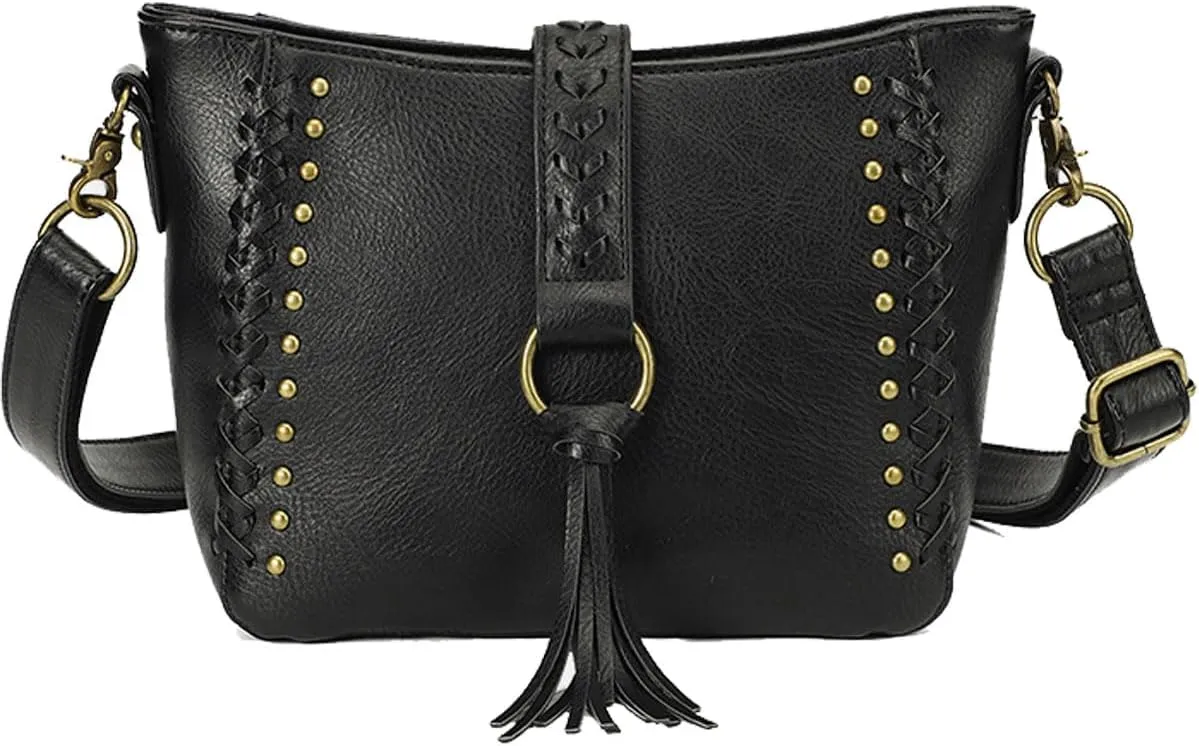 Women Tassel Zipper Crossbody Bag Braided Shoulder Bags Purse Fashion Travel Bag Satchel Adjustable Shoulder Strap