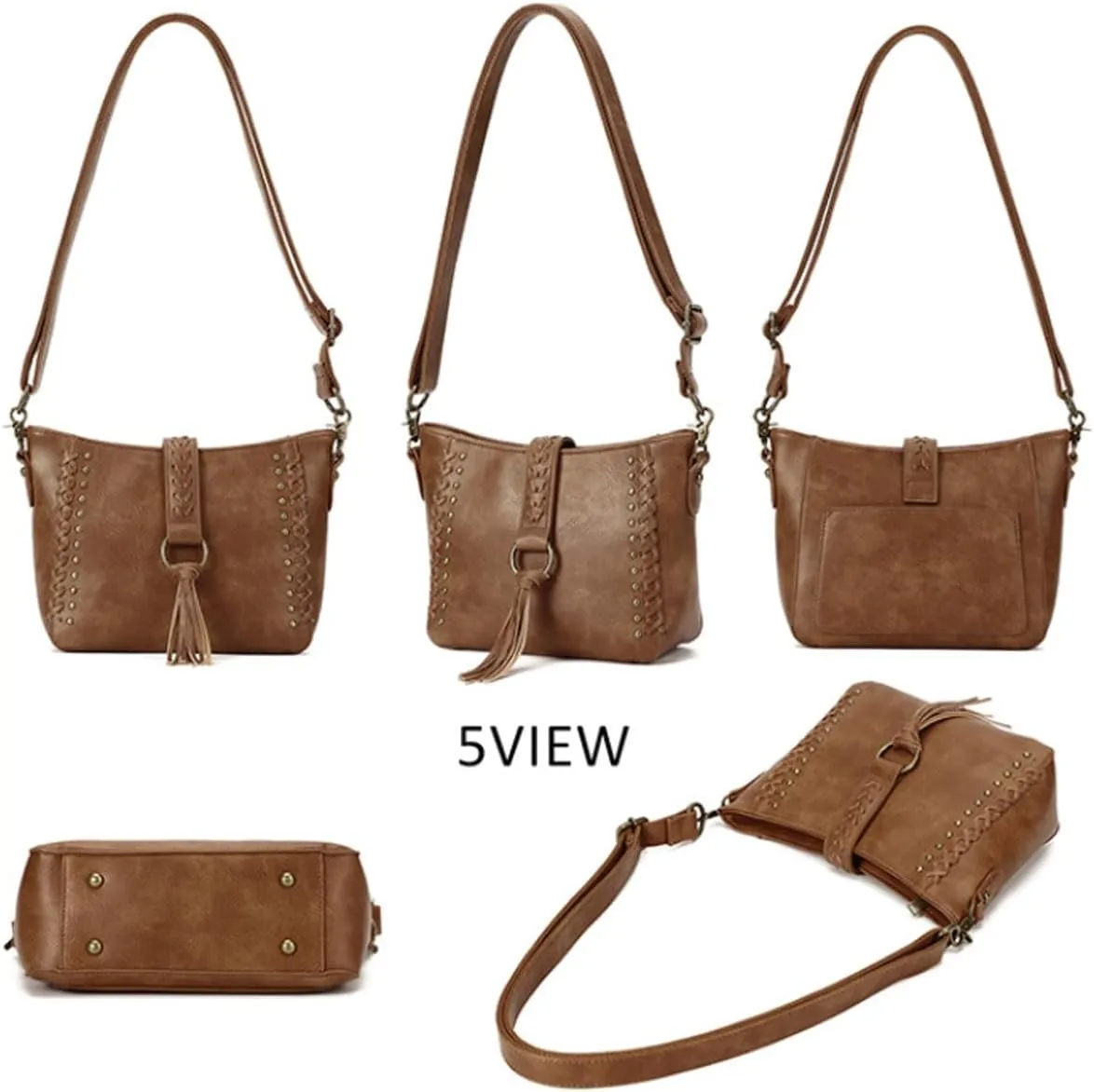 Women Tassel Zipper Crossbody Bag Braided Shoulder Bags Purse Fashion Travel Bag Satchel Adjustable Shoulder Strap