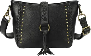Women Tassel Zipper Crossbody Bag Braided Shoulder Bags Purse Fashion Travel Bag Satchel Adjustable Shoulder Strap