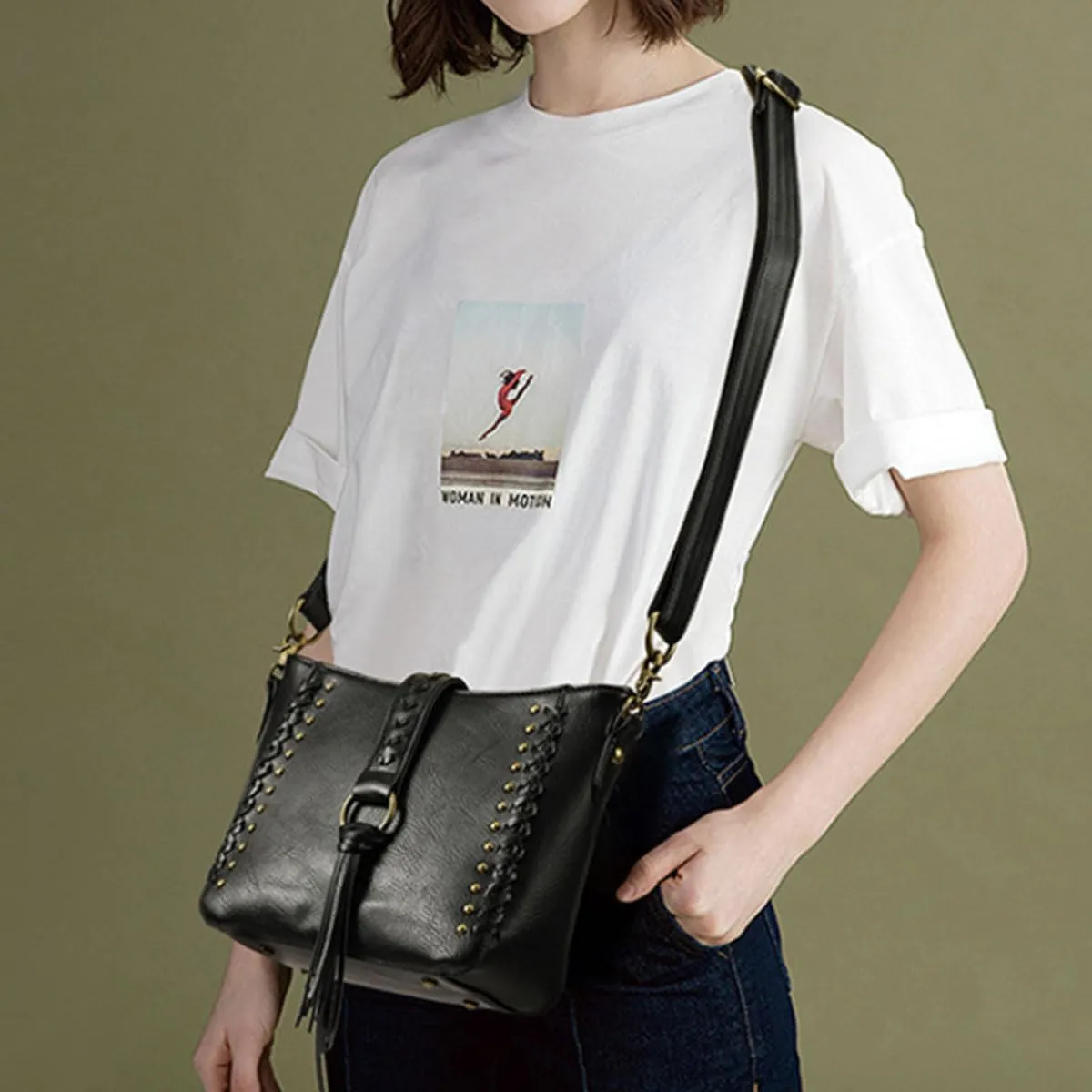 Women Tassel Zipper Crossbody Bag Braided Shoulder Bags Purse Fashion Travel Bag Satchel Adjustable Shoulder Strap