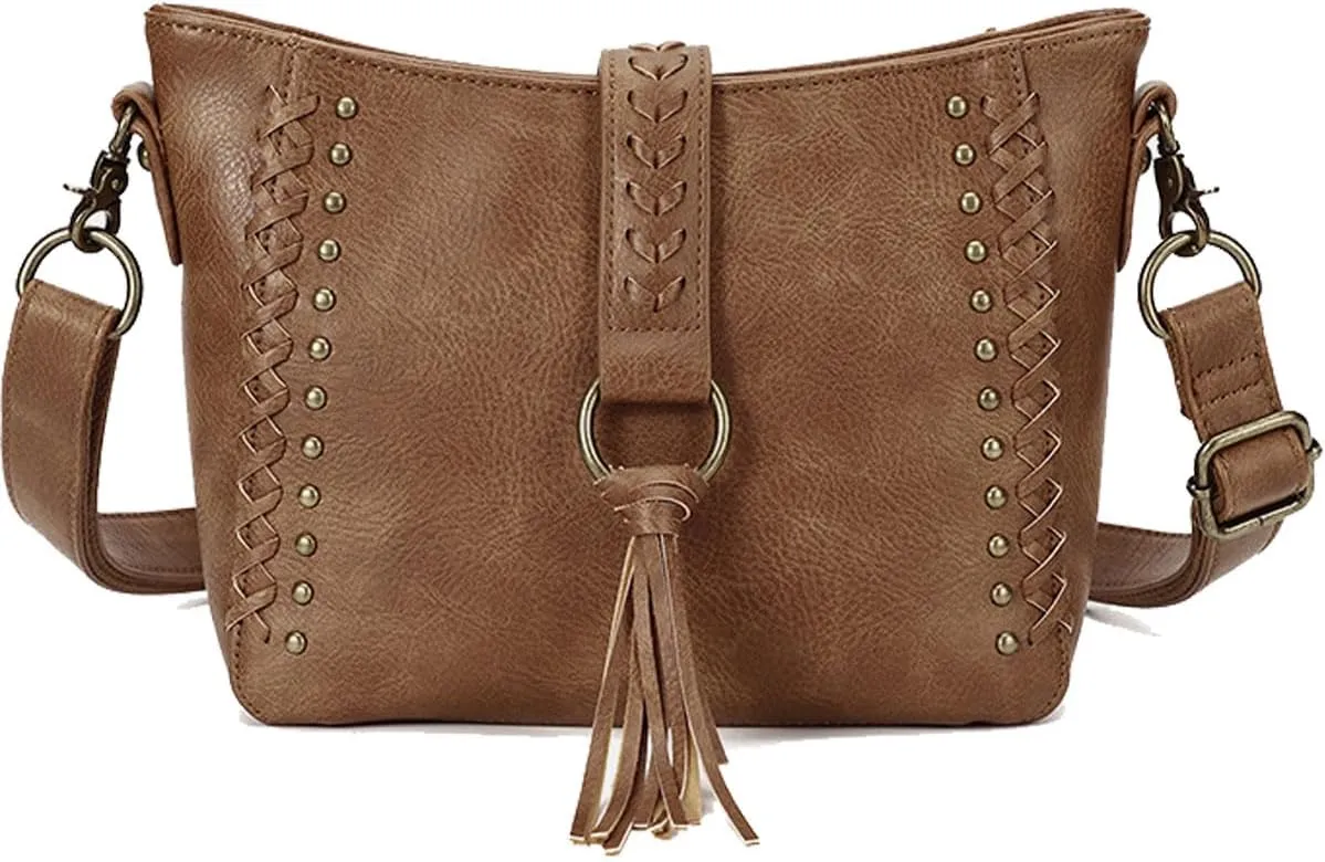Women Tassel Zipper Crossbody Bag Braided Shoulder Bags Purse Fashion Travel Bag Satchel Adjustable Shoulder Strap