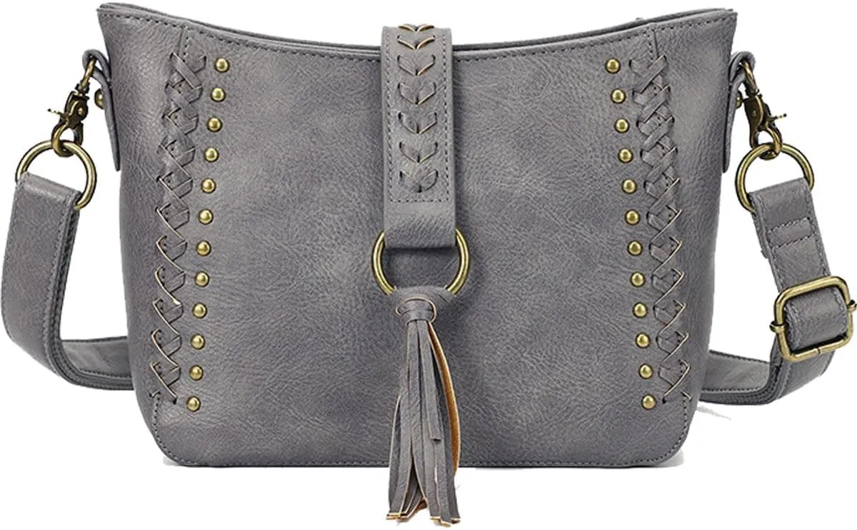 Women Tassel Zipper Crossbody Bag Braided Shoulder Bags Purse Fashion Travel Bag Satchel Adjustable Shoulder Strap