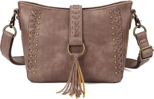 Women Tassel Zipper Crossbody Bag Braided Shoulder Bags Purse Fashion Travel Bag Satchel Adjustable Shoulder Strap