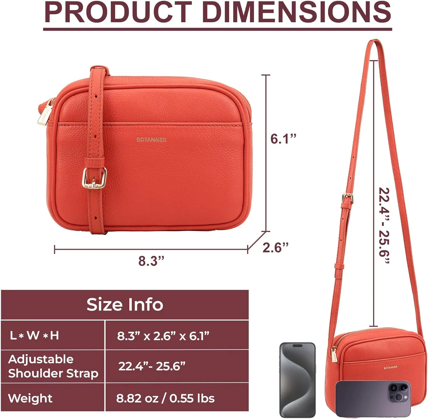 Women's Elegant Genuine Leather Crossbody Bag - Versatile Design, Adjustable Strap, Top Zip Closer, Light & Chic