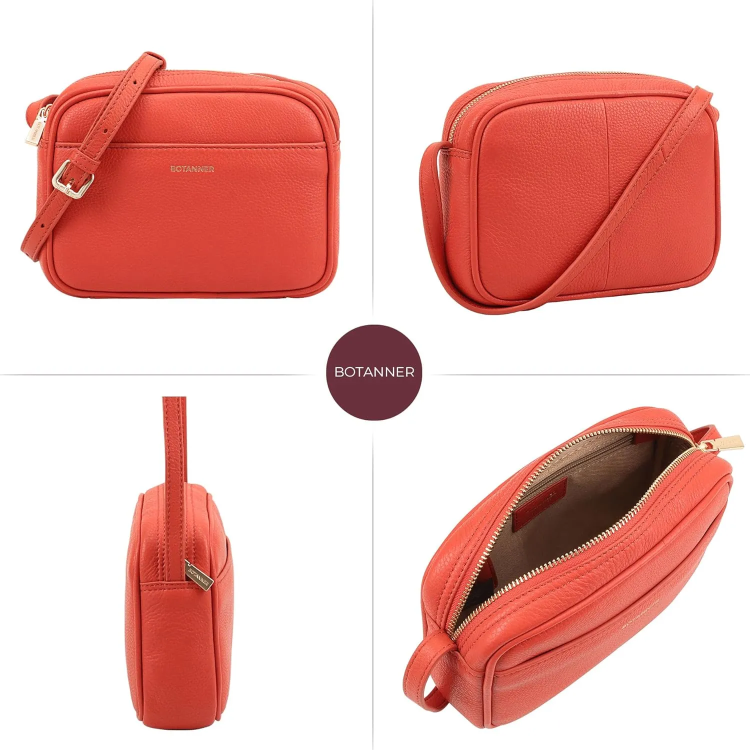 Women's Elegant Genuine Leather Crossbody Bag - Versatile Design, Adjustable Strap, Top Zip Closer, Light & Chic