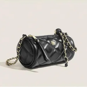 Women's Handbags Rhomb Camellia Shoulder Bags Chain Crossbody Bag Zipper Purses