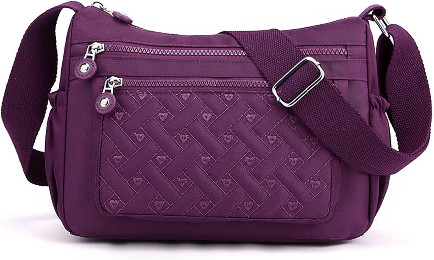Womens Pocket Casual Crossbody Bags Shoulder Messenger Bag Handbag Purses for Women Shoulder Bags (Purple, One Size)
