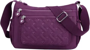 Womens Pocket Casual Crossbody Bags Shoulder Messenger Bag Handbag Purses for Women Shoulder Bags (Purple, One Size)