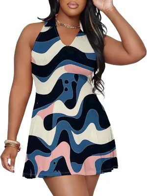 Womens Summer Dress Sexy Slim Fit V Neck Lapel Sleeveless Off Shoulder A Line Casual Bodycon Party Club Mini Dresses