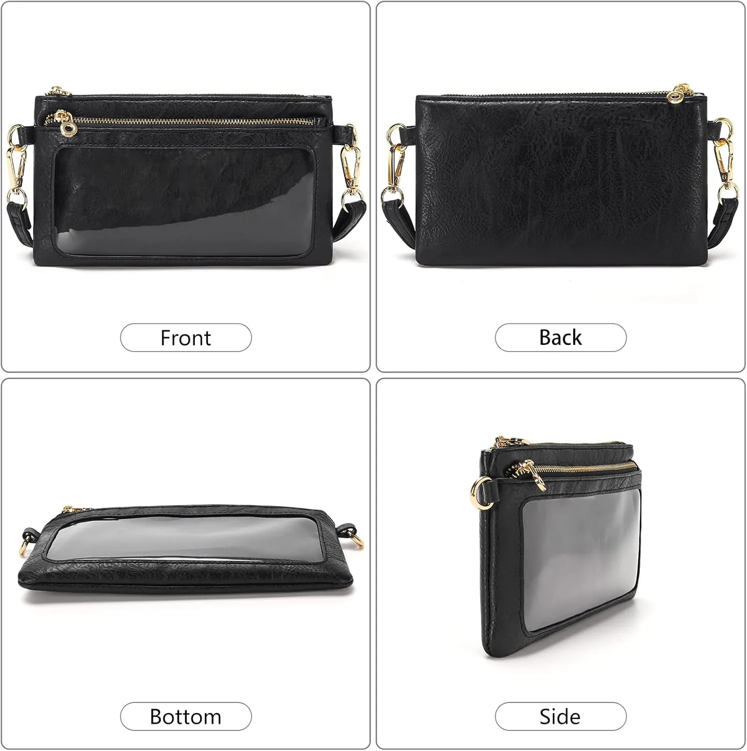 Women's Wallets Leather Small Crossbody Bag Wristlet Clutch Purse Slim Ladies Phone Bags with Shoulder Wrist Straps