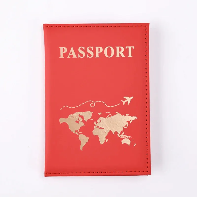 World Map Leather Passport Cover