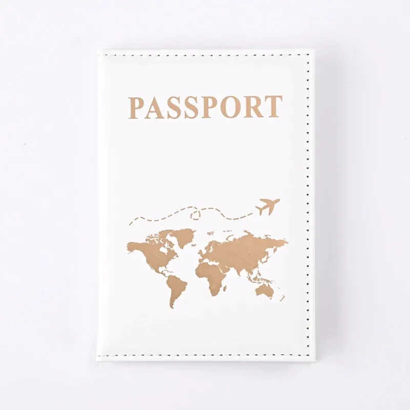 World Map Leather Passport Cover