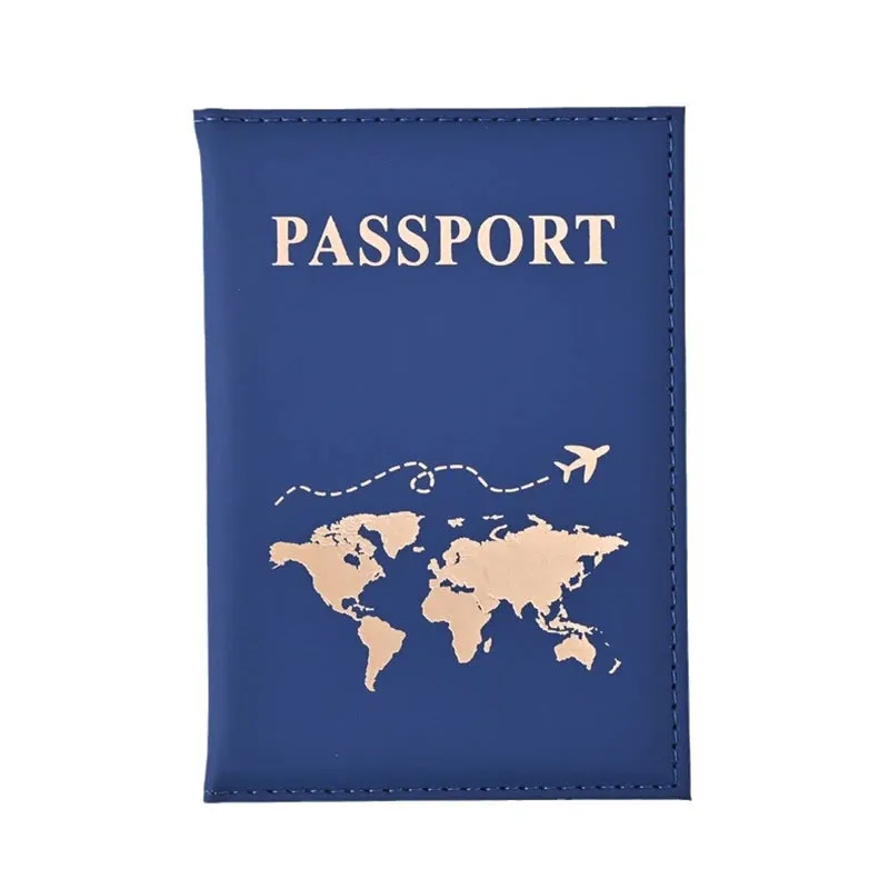 World Map Leather Passport Cover