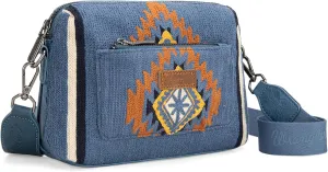 Wrangler Western Aztec Small Crossbody Bags for Women Multi Pocket Over Shoulder Crossbody Purse with Guitar Strap