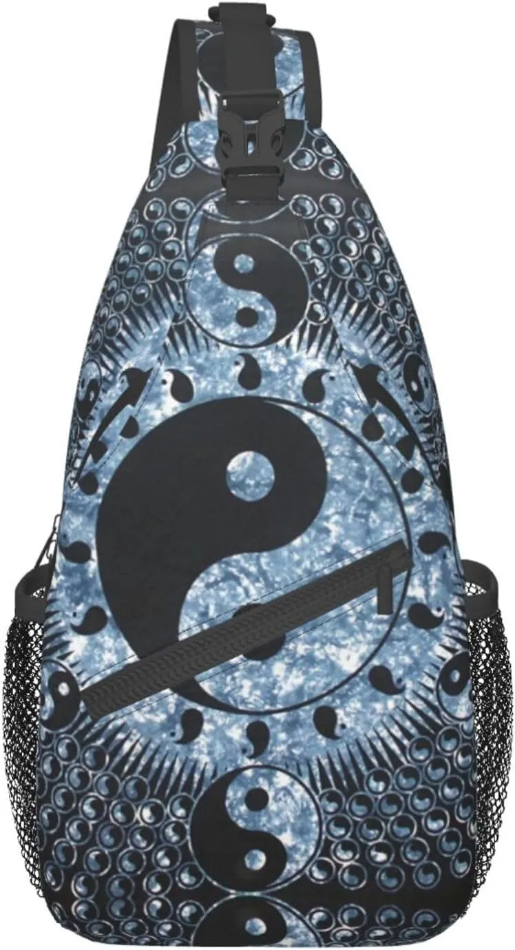WURTON Ying Yang Diagram Print Crossbody Backpack Shoulder Bag Cross Chest Bag For Travel, Hiking Gym Tactical Use