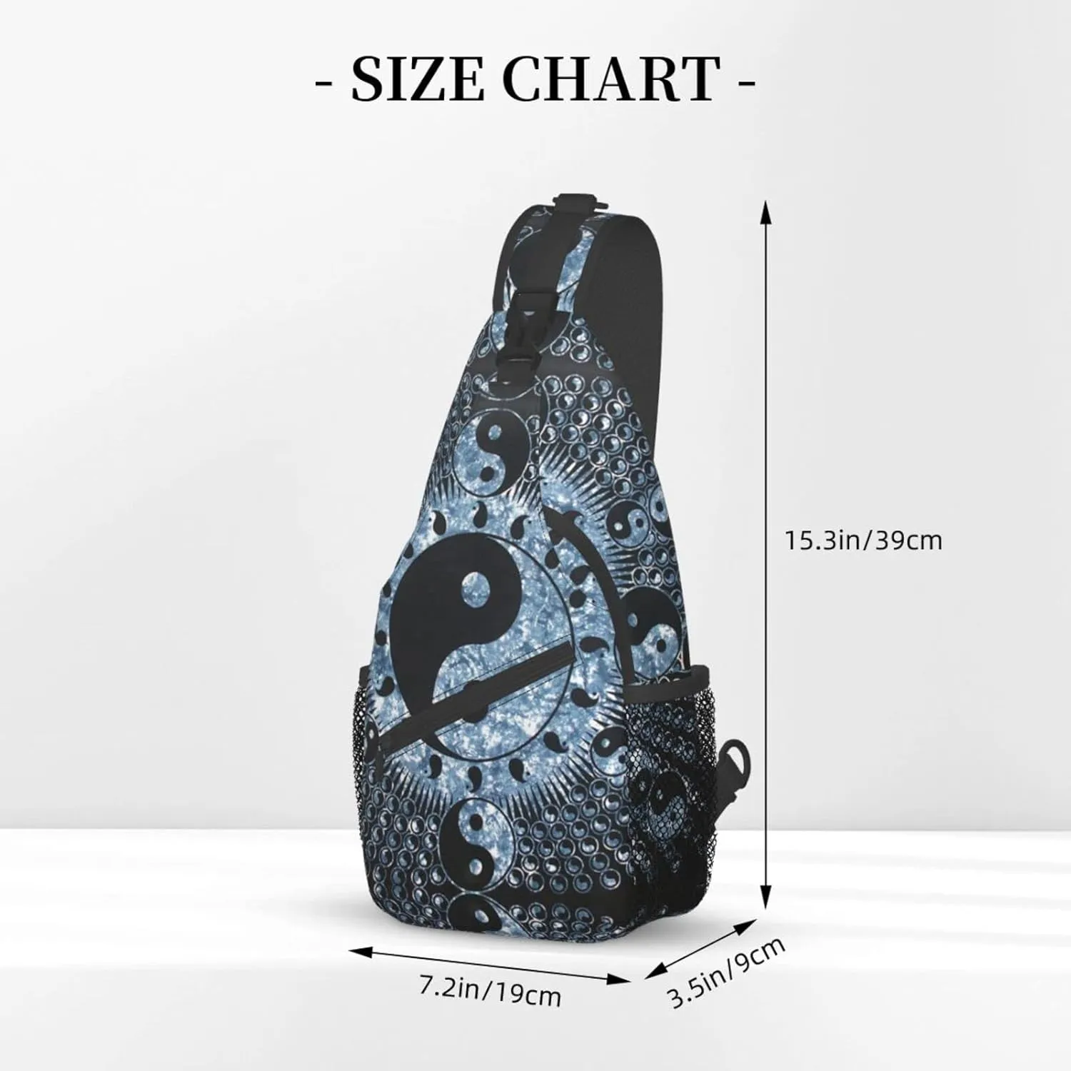 WURTON Ying Yang Diagram Print Crossbody Backpack Shoulder Bag Cross Chest Bag For Travel, Hiking Gym Tactical Use