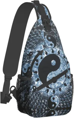 WURTON Ying Yang Diagram Print Crossbody Backpack Shoulder Bag Cross Chest Bag For Travel, Hiking Gym Tactical Use