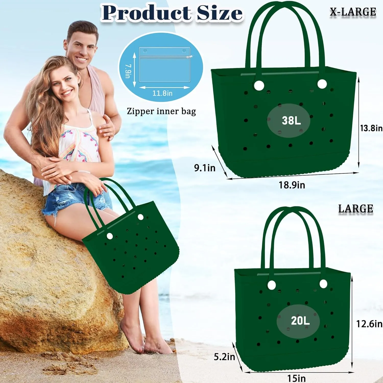 X-Large Rubber Tote Bag Waterproof Beach Washable Handbag Storage Bags Durable Modern Travel SportsTote Bag