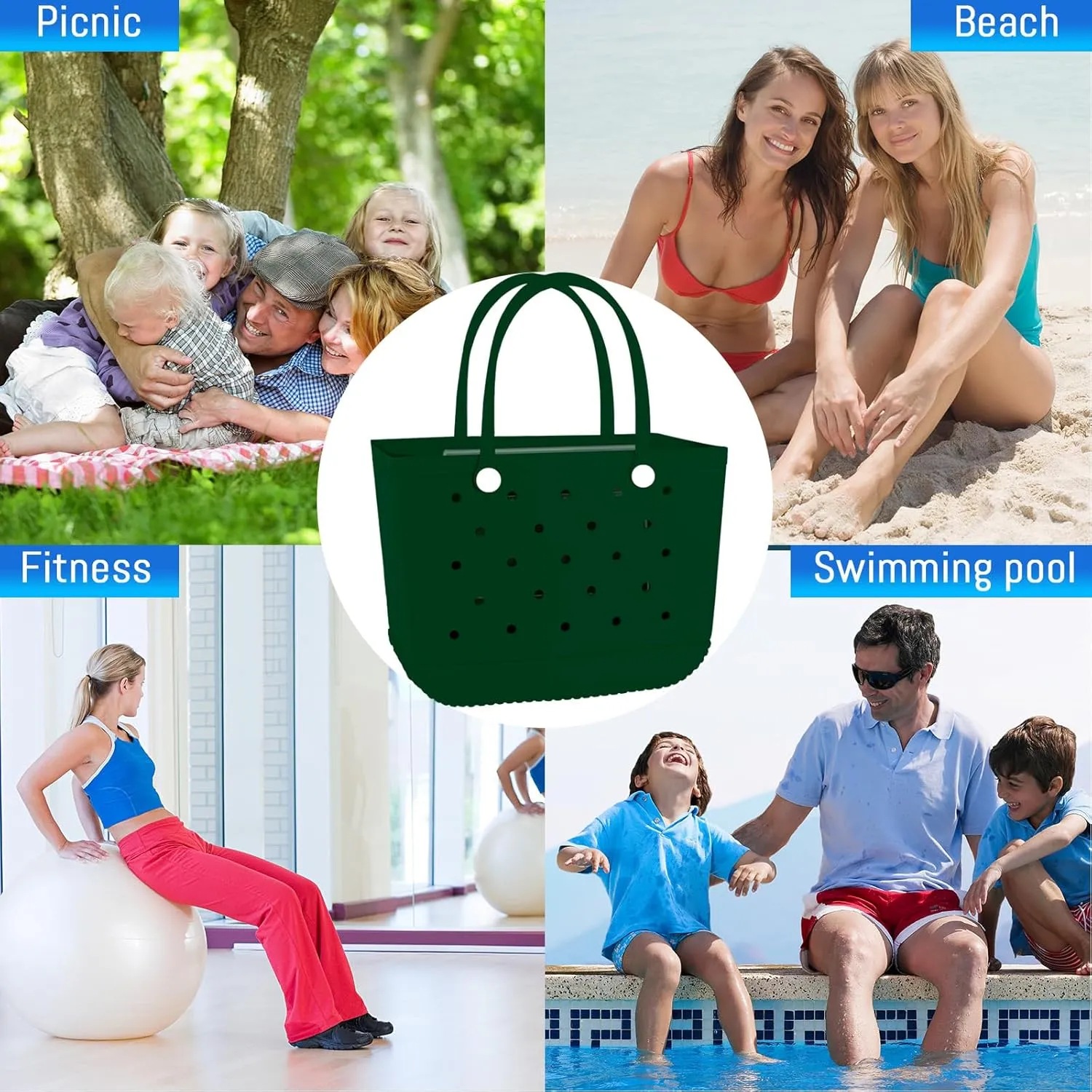 X-Large Rubber Tote Bag Waterproof Beach Washable Handbag Storage Bags Durable Modern Travel SportsTote Bag