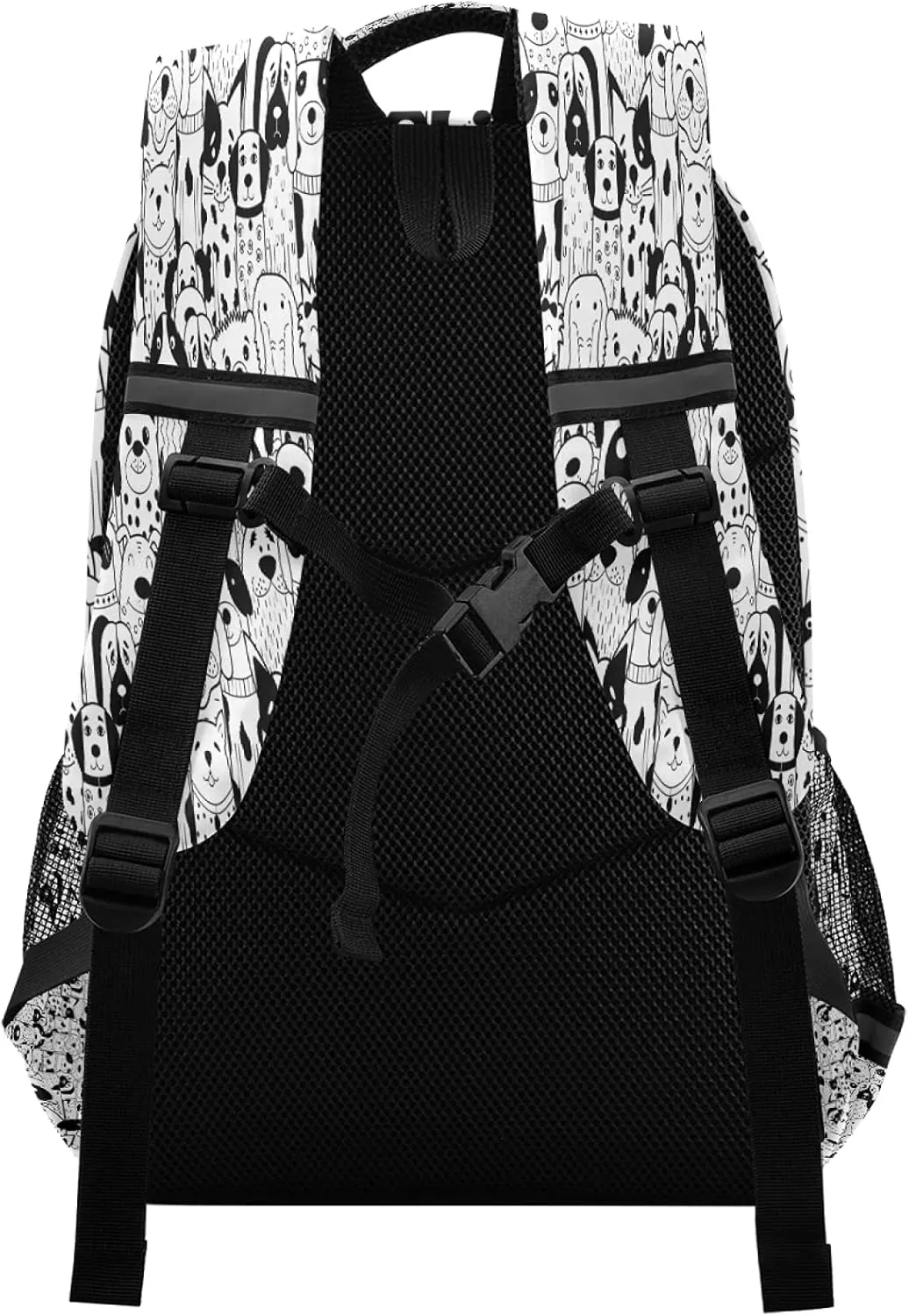 xigua Black White Doodle Dogs Print Travel Backpack for School Water Resistant Bookbag