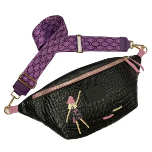 XXL BLACK ART 3D LEATHER STATMENT BELT BAG