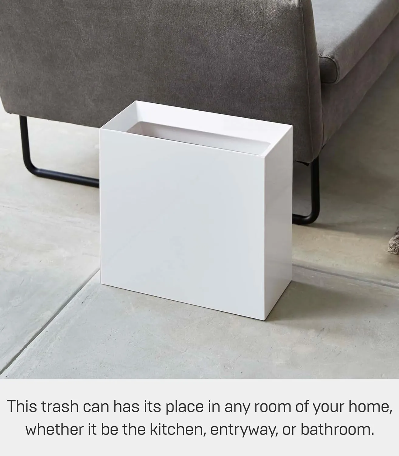 YAMAZAKI Home Tower Trash Can - Modern Garbage Waste Basket with Handle for Kitchen Bedroom Bathroom Office - Wide - Abs Plastic - 4 Gallons, 15 Liters