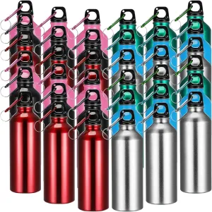 Yaomiao 36 Pcs Lightweight Aluminum Water Bottle Bulk 17 oz Leak Proof Bike Water Sports Bottles with Buckle and Twist Cap Team Reusable for Sports Gym Bicycle Camping(Mix 1)