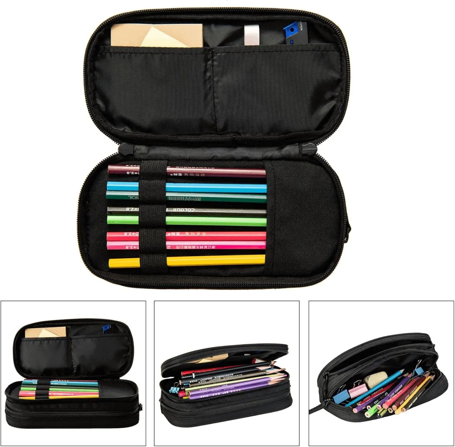 YETTA YANG Camo Camouflage American Flag Brown Cool Deer Hunting Pencil Box Case for Pen Holders Office Supplies Big Capacity large