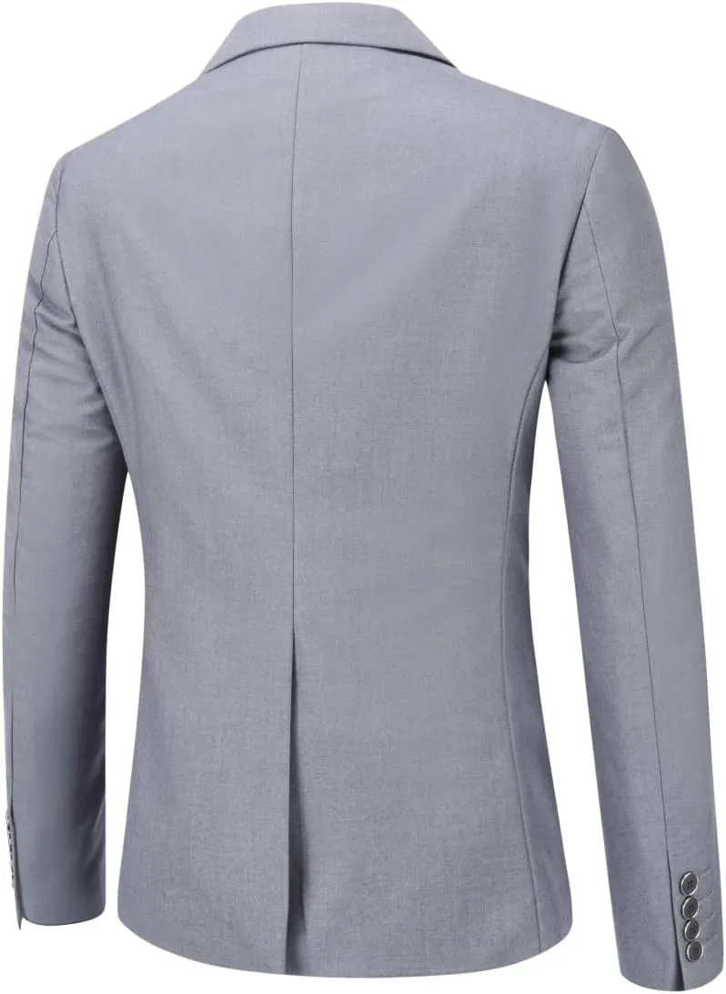 YFFUSHI Men's 3 Piece Suit Set Slim Fit One Button Solid Jacket Vest Pants with Suit Bags