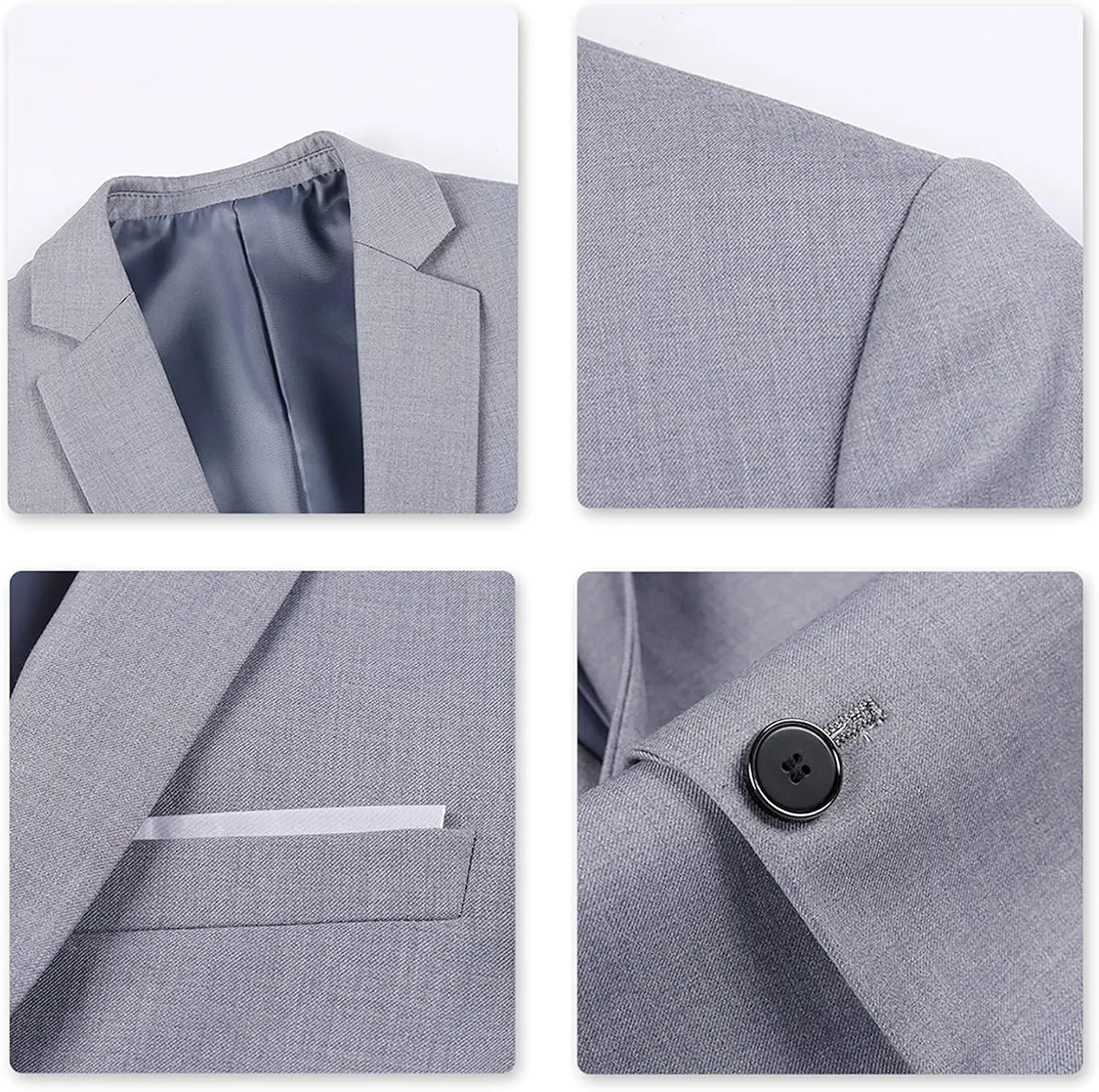 YFFUSHI Men's 3 Piece Suit Set Slim Fit One Button Solid Jacket Vest Pants with Suit Bags