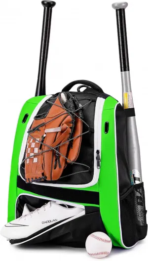 Youth Baseball Bag-Baseball Backpack for T-Ball&Softball Equipment with Fence Hook,Bat&Glove Holder,Large Main Compartment for Helmet,Accessories,Shoes Compartment