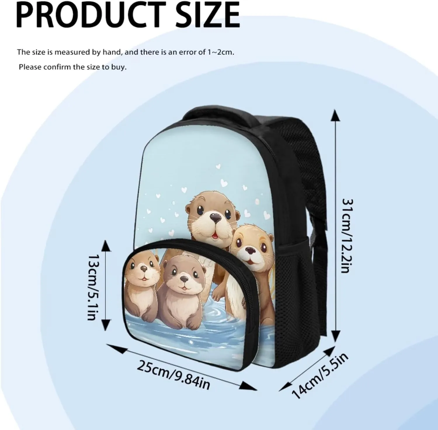 Ystardream Cute Sea Otter Backpack for School Girls Toddler Backpacks for Girls 2-4 Purple Kids School Bag with Lunch Bag Kindergarten School Bag Bookbag 3pcs Backpack Sets Blue