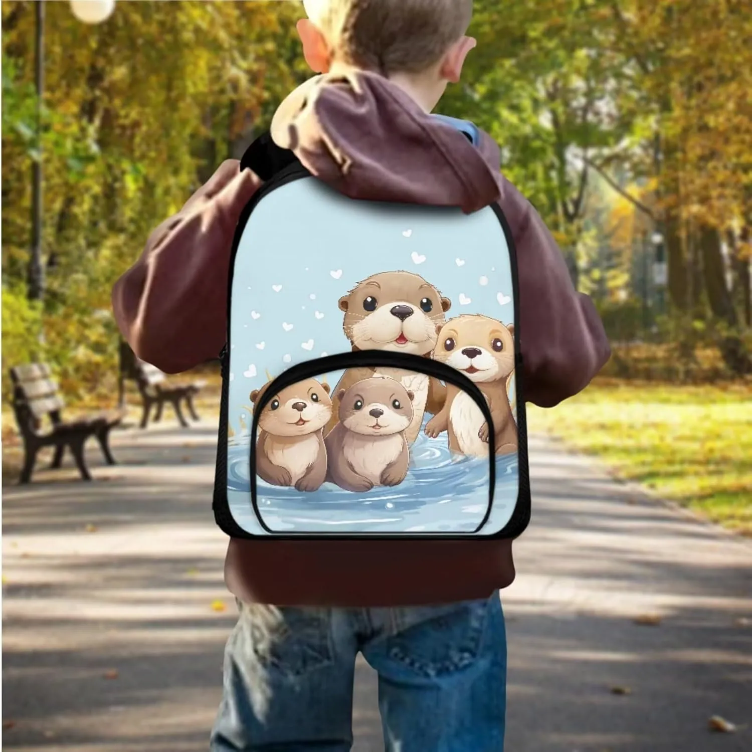 Ystardream Cute Sea Otter Backpack for School Girls Toddler Backpacks for Girls 2-4 Purple Kids School Bag with Lunch Bag Kindergarten School Bag Bookbag 3pcs Backpack Sets Blue