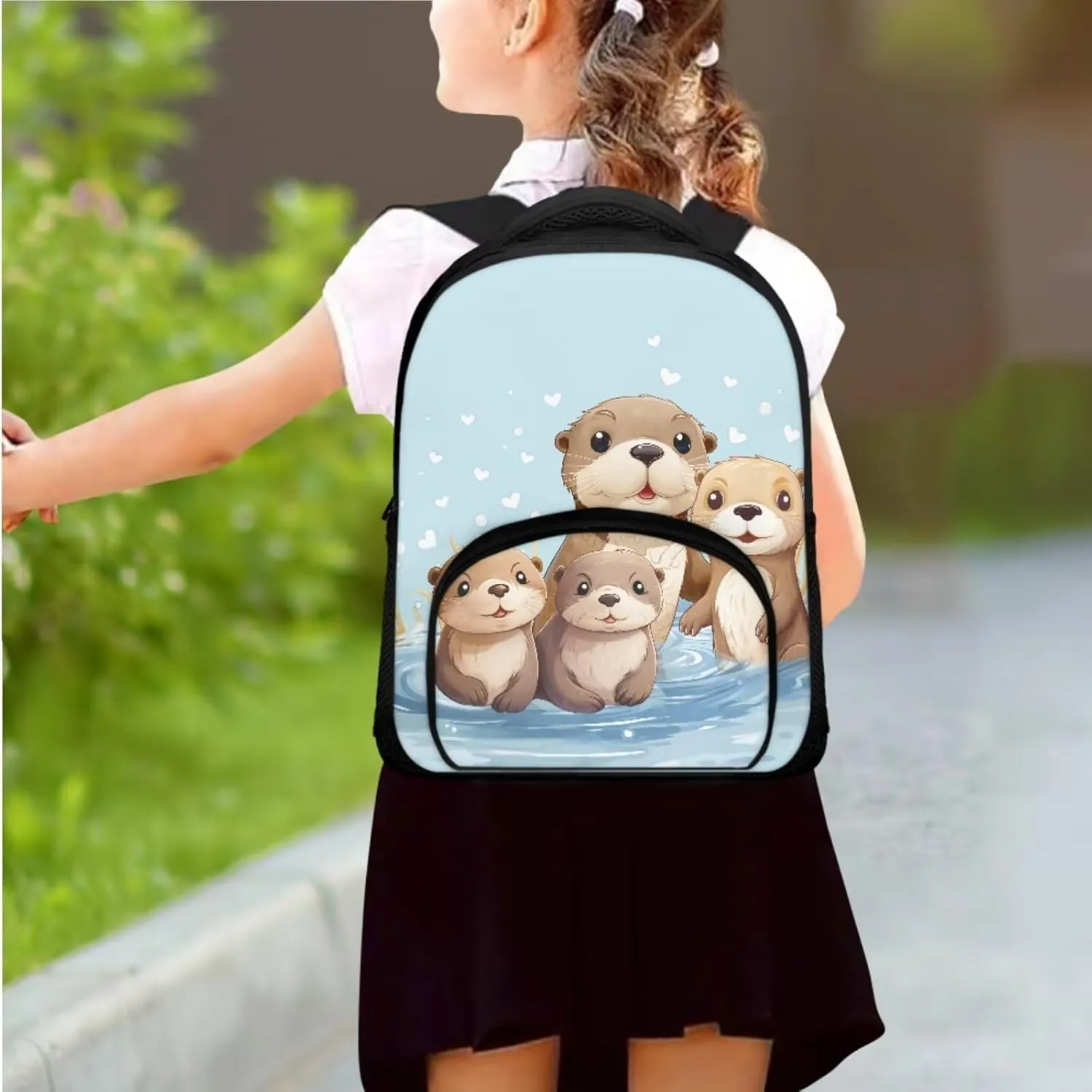 Ystardream Cute Sea Otter Backpack for School Girls Toddler Backpacks for Girls 2-4 Purple Kids School Bag with Lunch Bag Kindergarten School Bag Bookbag 3pcs Backpack Sets Blue