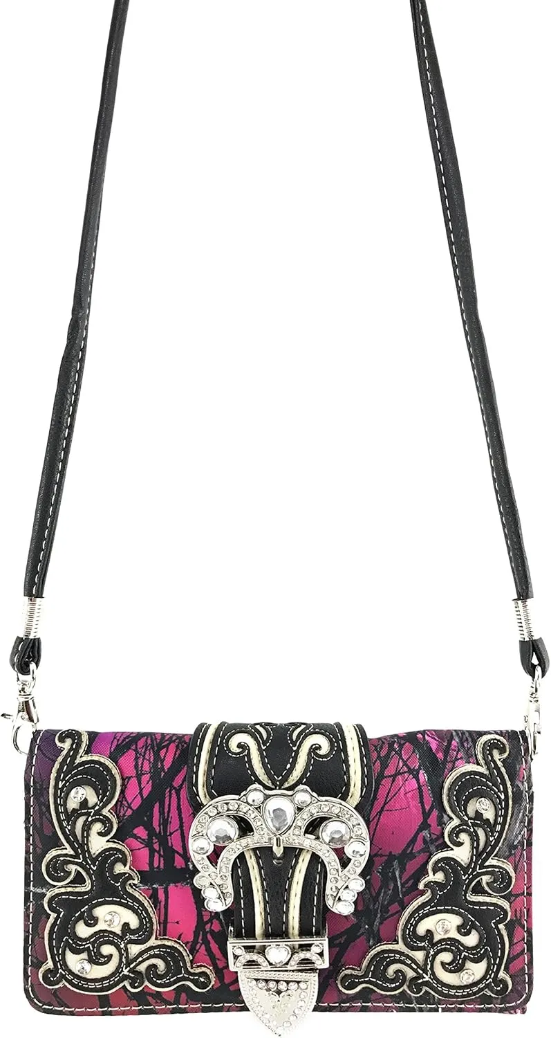 Zelris Camouflage Shine Glow Buckle Women Conceal Carry Handbag with Wallet Set