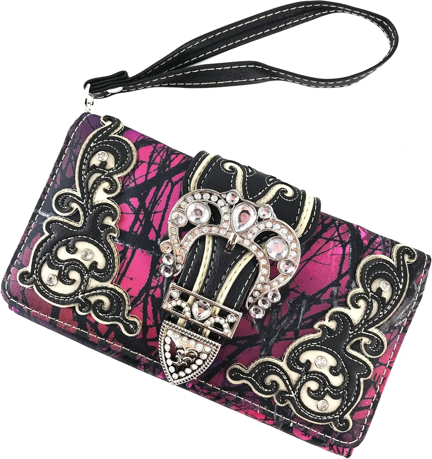 Zelris Camouflage Shine Glow Buckle Women Conceal Carry Handbag with Wallet Set