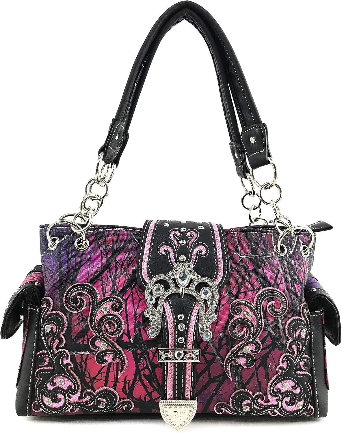 Zelris Camouflage Shine Glow Buckle Women Conceal Carry Handbag with Wallet Set