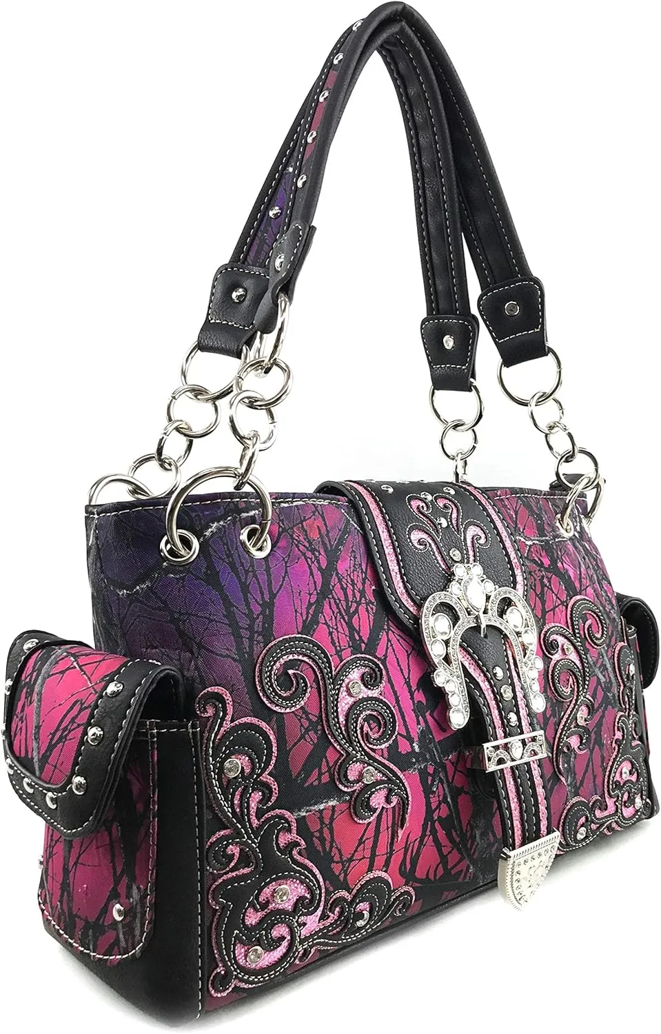 Zelris Camouflage Shine Glow Buckle Women Conceal Carry Handbag with Wallet Set