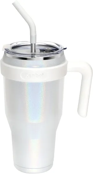 Zenbo 40 oz Glitter Tumbler with Handle, Leak-Proof Lid & Straw - Stainless Steel Insulated Cup, Keeps Cold for 34 Hrs, Car Cup Holder Compatible, Dishwasher Safe, BPA Free