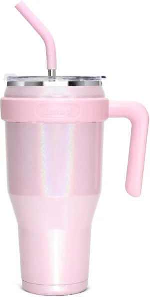 Zenbo 40 oz Glitter Tumbler with Handle, Leak-Proof Lid & Straw - Stainless Steel Insulated Cup, Keeps Cold for 34 Hrs, Car Cup Holder Compatible, Dishwasher Safe, BPA Free